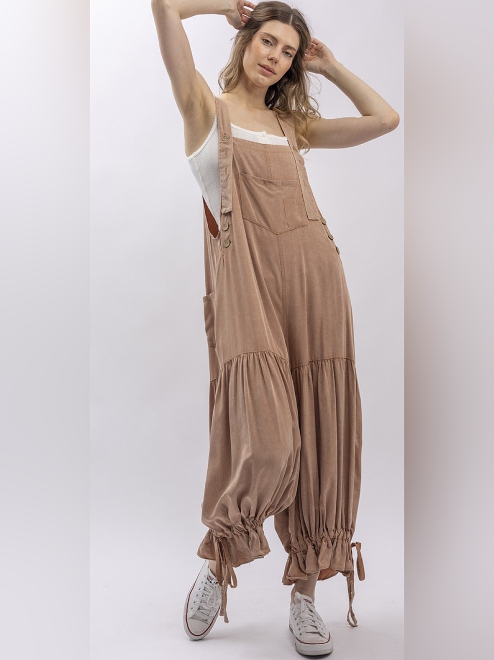 BlueVelvet NWT Oversized Bloomer Jumpsuit Mineral Wash Wood